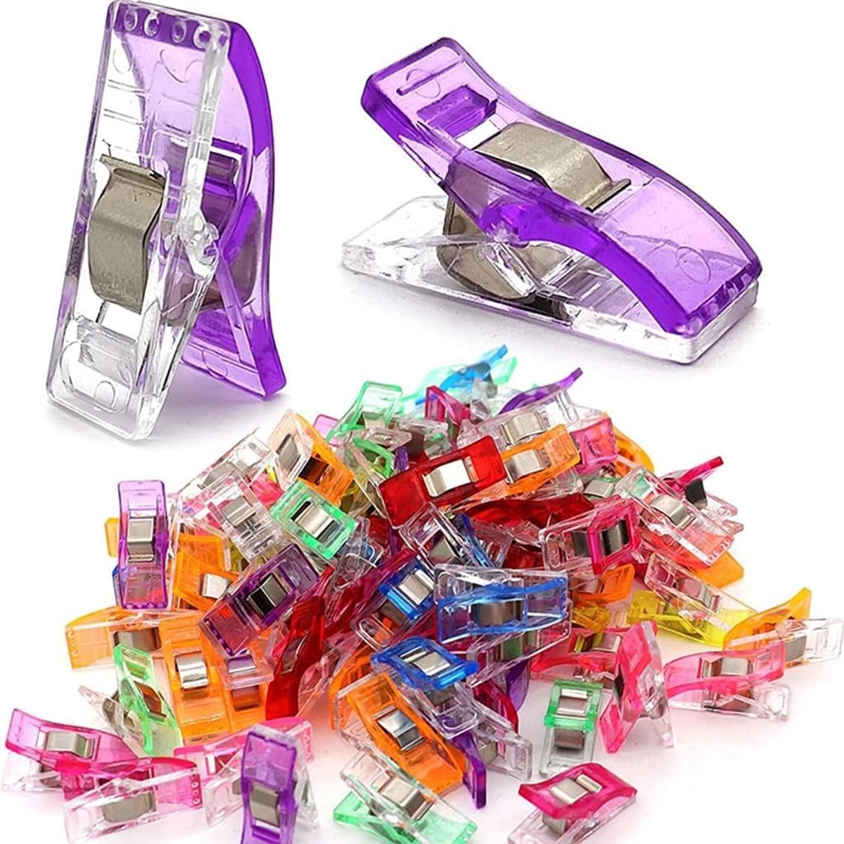 Set van 60 naaiklemmen van kunststof, meerkleurig, naaiklemmen, voor stof, mercery, accessoires, multifunctionele klemmen, voor het vasthouden van luiers, naaiklemmen, zonder spelden, naaien