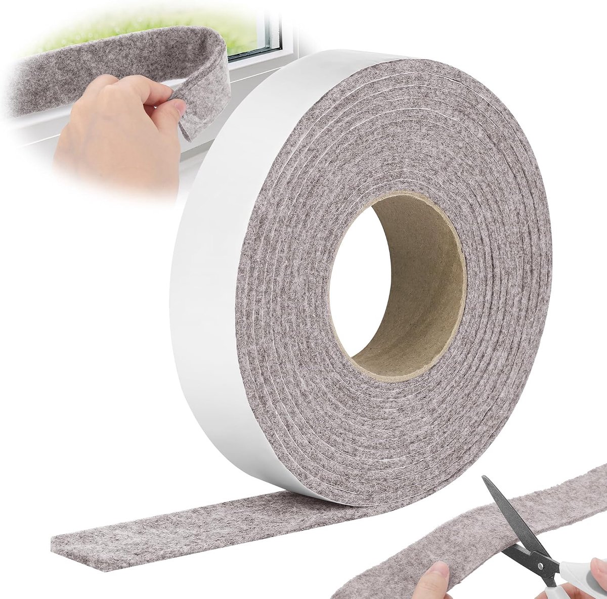Viltstrip, raam, condensatieabsorberend, 5 m x 4 cm, viltband, zelfklevend, anti-condenswater, vochtabsorberend voor glazen ramen of stoelen, meubels (beige)