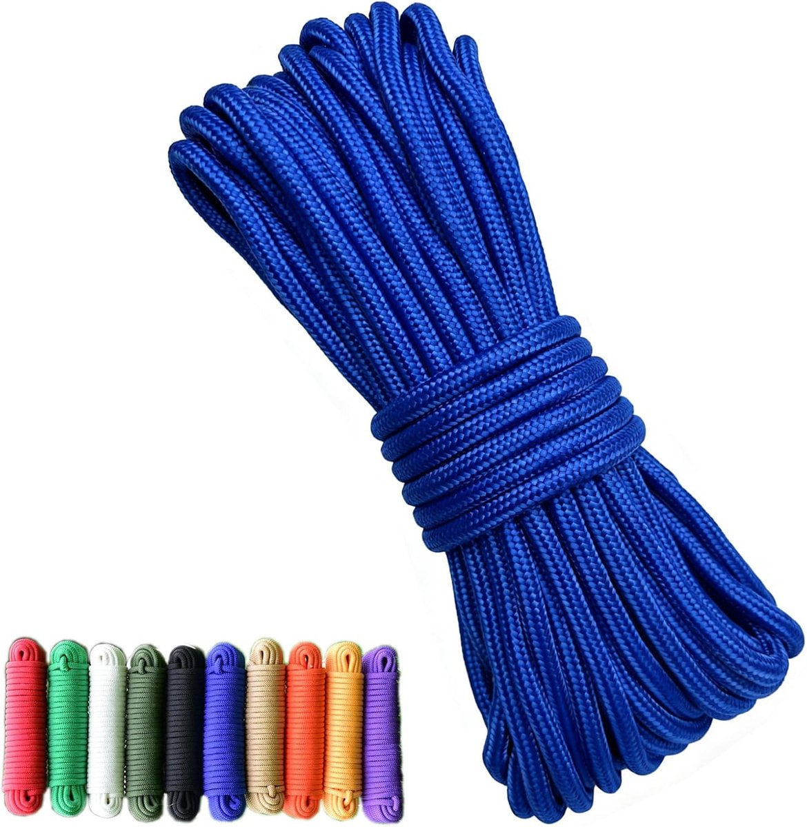 Touw, 8 mm - 20 meter, dik, multifunctioneel, camping, zeer dun, licht, veelzijdig inzetbaar, gevlochten touw voor polypropyleen, veelzijdig inzetbaar, blauw, 8 mm - 20 meter