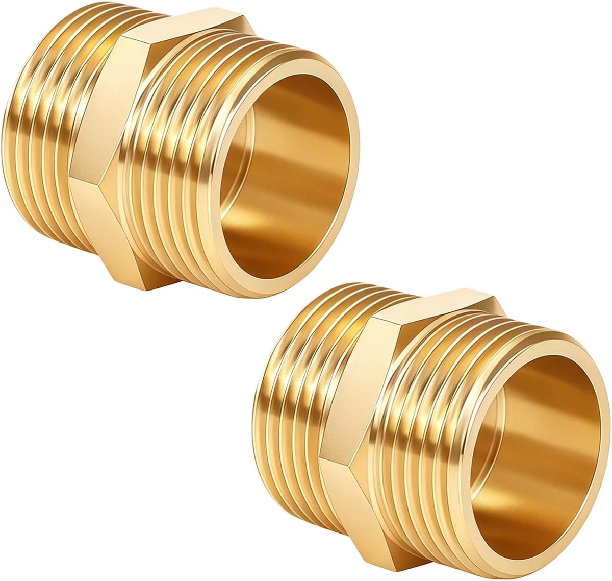 nippel G1 inch (Ø 32,5 mm) met buitenschroefdraad, 2 stuks messing dubbele nippel - G1" AG/AG, dubbele nippel fitting voor DN25 buisleiding, geschikt voor drinkwater