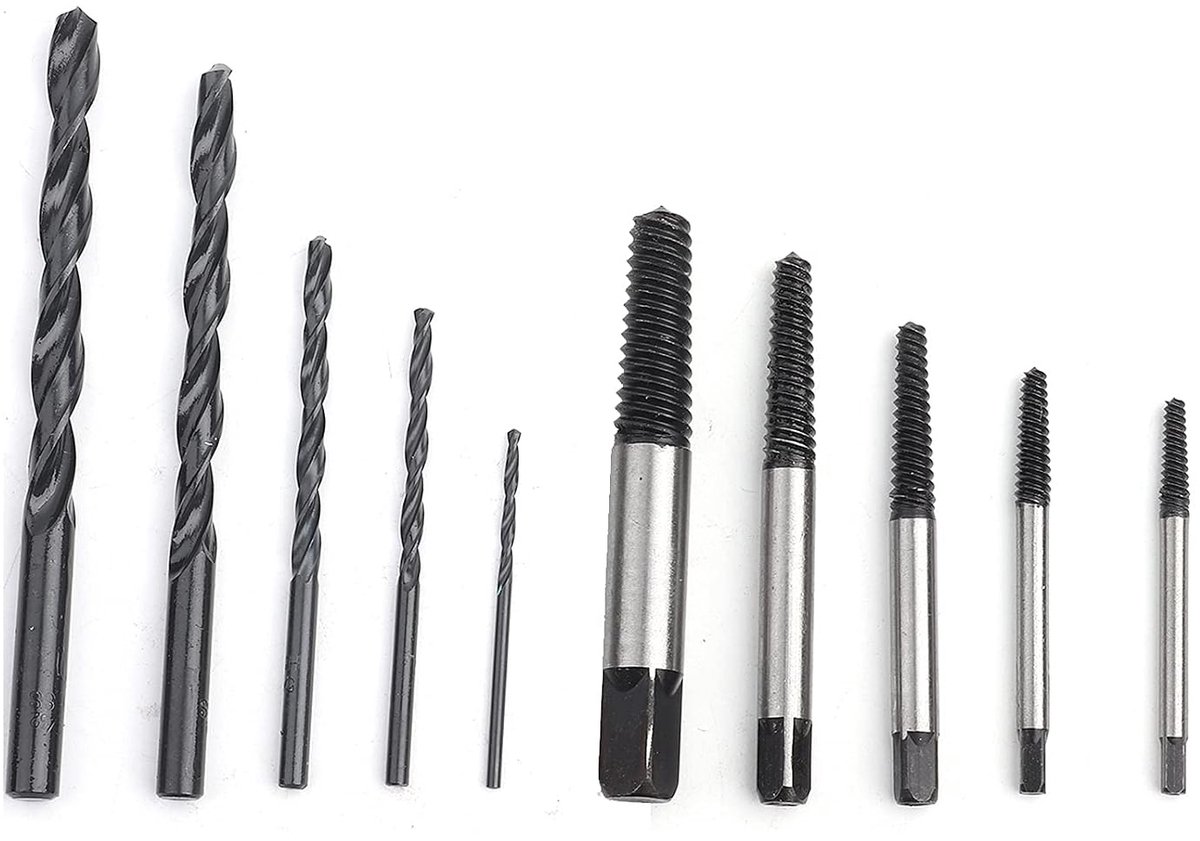 Schroefextractorset voor Gebroken Schroef 5 Stuks Beschadigde Schroefverwijderaar + 5 Stuks M2 M3 M4 M6.5 M7.5 Boor voor M3-schroeven/bout/snel R Gebroken Beschadigde