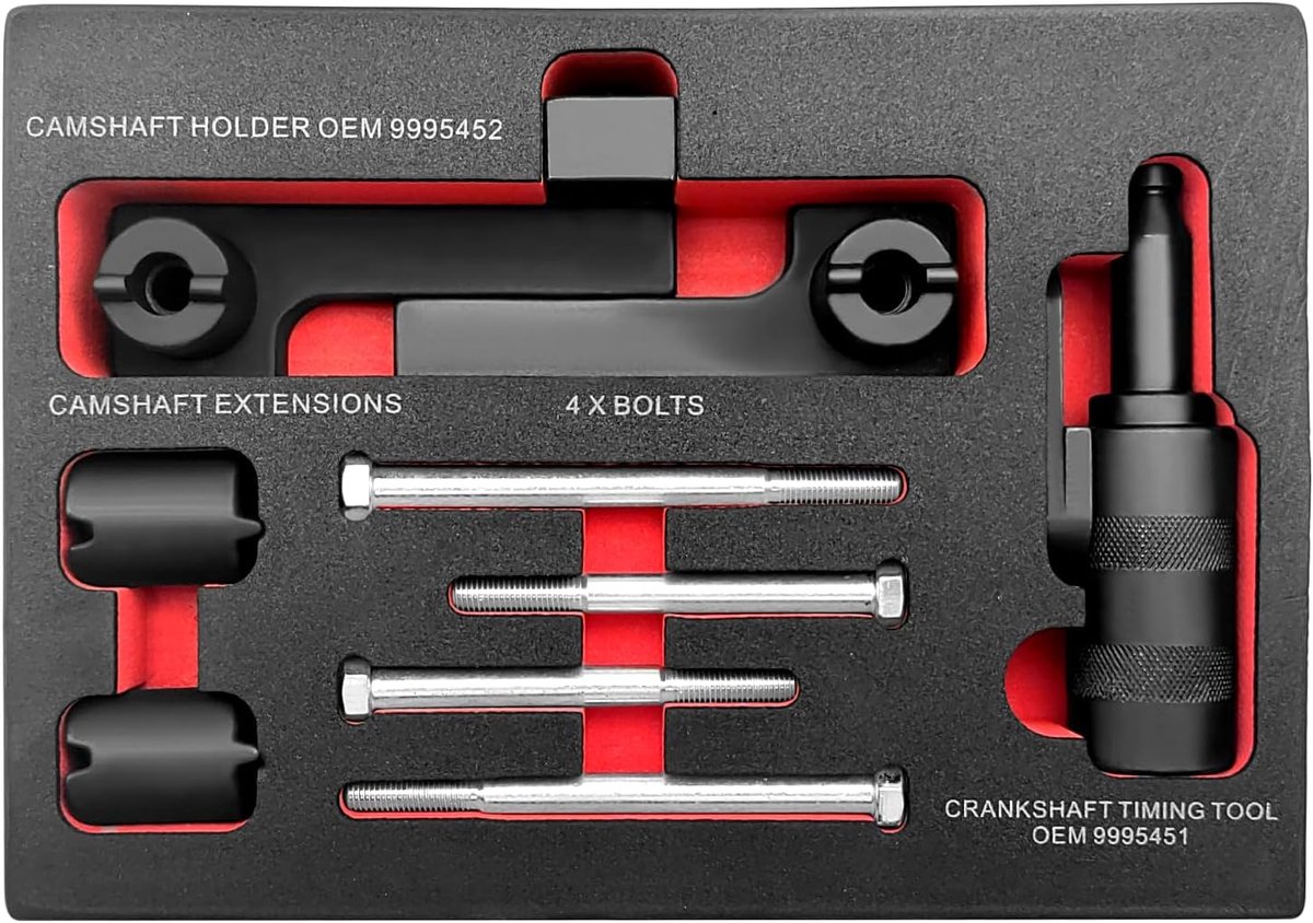 Motor Timing Tool Nokkenas Vergrendelingsgereedschap Kit, Compatibel met Volvo S40 S60 XC90, Krukkast Timing Tools, OEM 9995451, 9995452