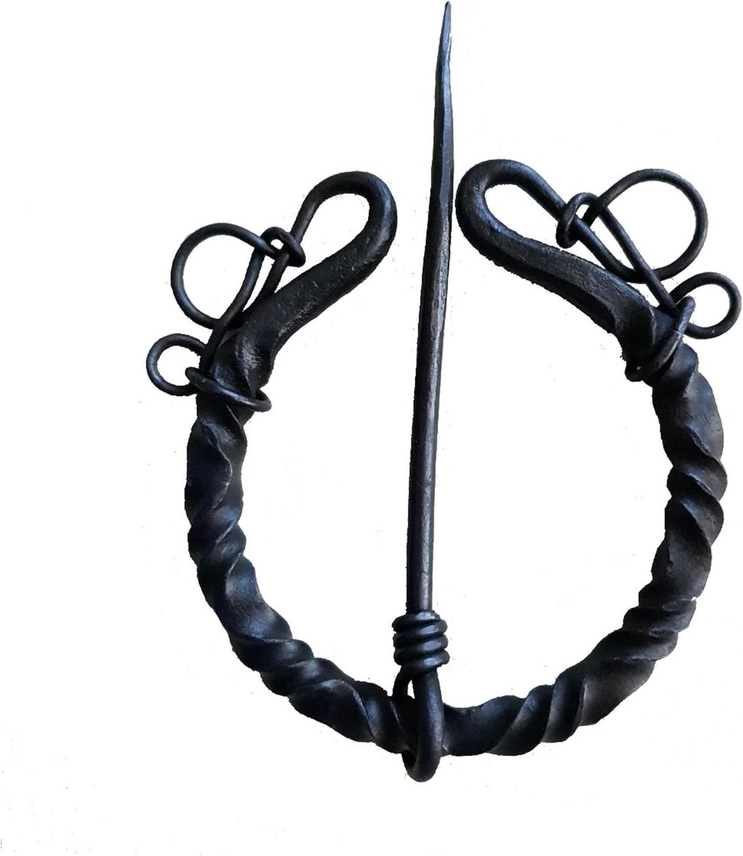 broche | smeedijzer | handgemaakte Vikingfibel LARP | kledingnaald haaksluiting | HFRC18, Standaard, Smeedijzer
