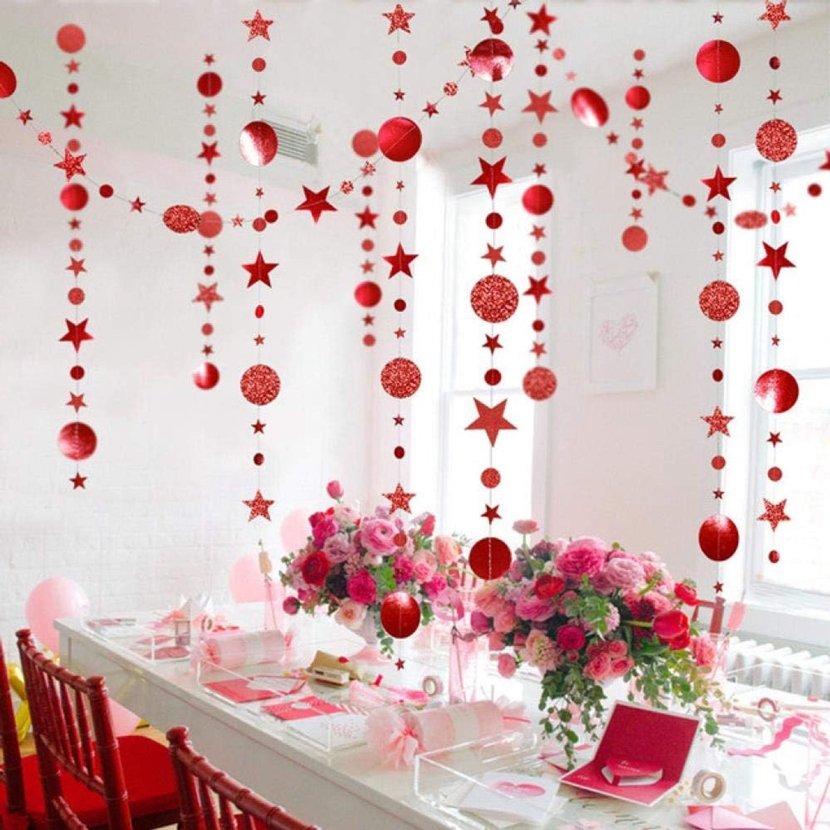 4M Glinsterende Sterren Sneeuwvlok Papier Garland Hanger Kerstmis Ornament Nieuwjaar Decoratie Ornamenten