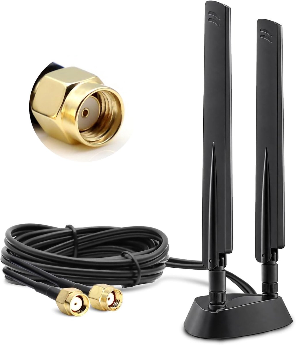 12dBi, wifi-antenne, pc & router, Tri Band WiFi 6E SMA-antenne met 2 m verlenging, externe signaalversterker, antenne voor desktop, wifi-kaart en bluetooth