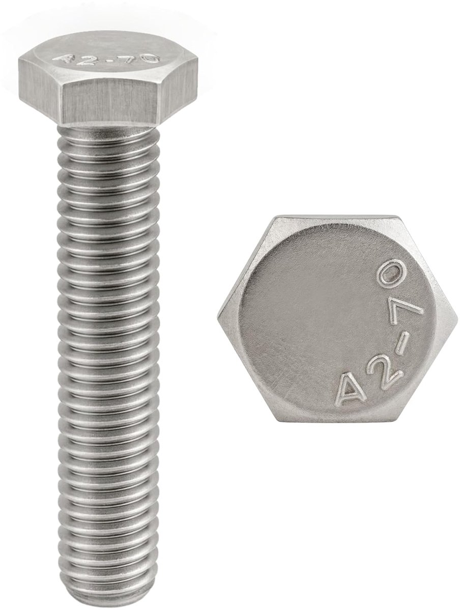 Schroeven M6x90 mm Volledige Draad Zeskantkop (M6 x 90) - A2 (304) Roestvrij Staal - Zeskantkop Schroeven (TH) - DIN 933: SET VAN 5 STUKS