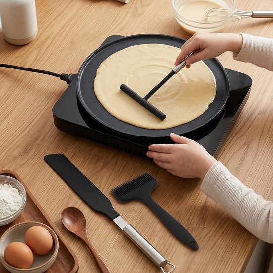 Verteiler Und Spatel - Teigverteiler Wender Für Crêpes Maker - Edelstahl Und Silikon Backwerkzeuge Für Zuhause Küche Backen Kochen — afbeelding 2