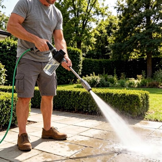 Hogedrukpistool voor tuinslang, hogedrukpistool voor autowassen, terrasreiniging en tuinieren, hogedrukreiniger, pistool met accessoires voor krachtige reiniging — afbeelding 5