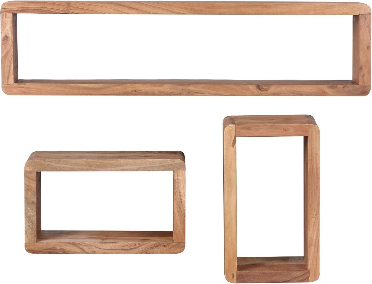 Wandrek 80x15x20 cm Acacia Massief, Zwevende Plank Landelijke Stijl | wandplank van echt hout met achterwand, zwevende plank handgemaakt, elk plank uniek exemplaar, voor woonkamer en hal