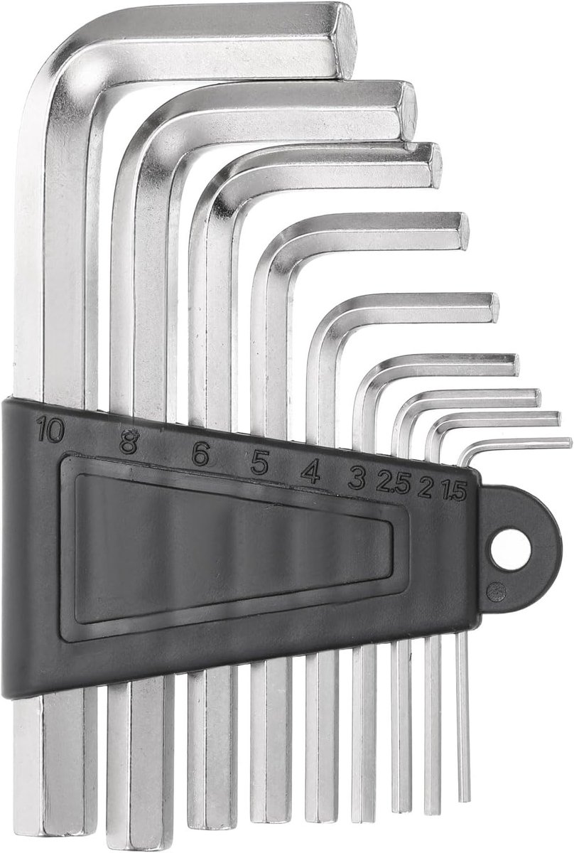 Inbussleutelset, 1,5/2/2,5/3/4/5/6/8/10 mm, 45# staal, L-vorm, zeskantsleutel, metrische moersleutel, reparatiegereedschap voor doe-het-zelvers, motorreparatie