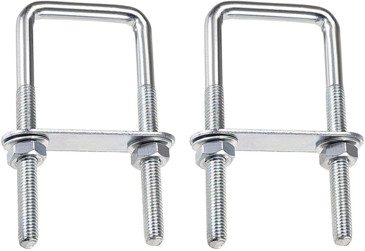 U-bouten, beugelschroef M8, 50x100 mm, vierkante bouten, roestvrij staal, met moerframe en sluitring, voor auto-reparatie en scheepsreparatie van pijpleidingen, 2 stuks