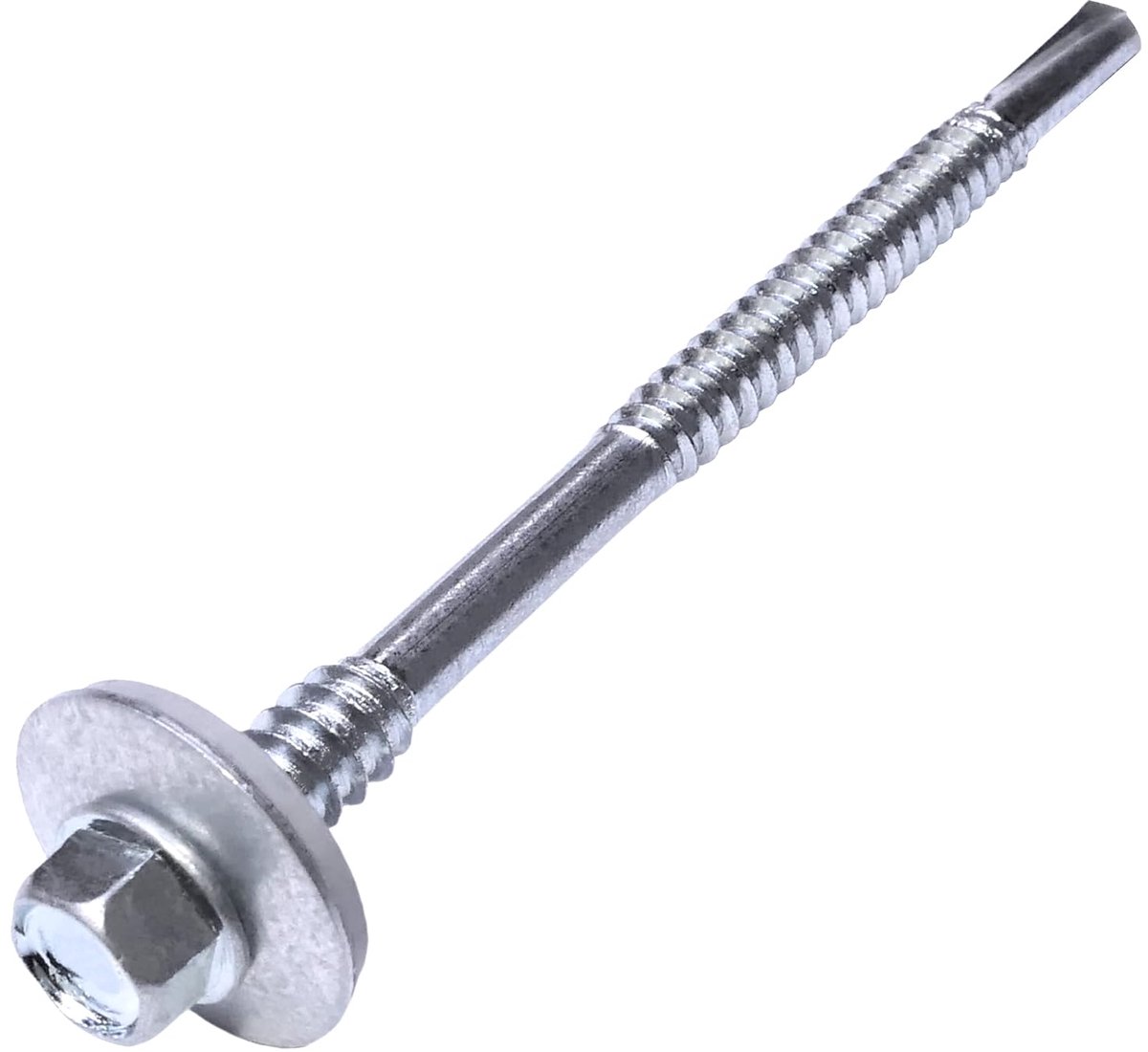 - C57563 - set van 25 zelftappende boorschroeven, schroef Ø 5,5 x 6 x 90 mm voor sandwichplaten metaal op hout + EPDM afdichtring Ø19mm - zeskantkop 8mm - DIN 7504K - koolstofstaal