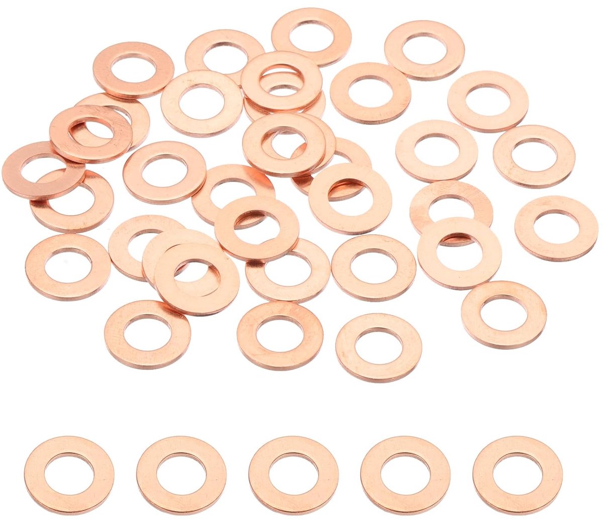 35 stuks sluitringen M6, M6x12x1mm koperen afdichtringen koper platte afdichtringen koperen afdichtringen koperen afdichtringen assortiment voor schroeven, automobielen, schepen, apparaten