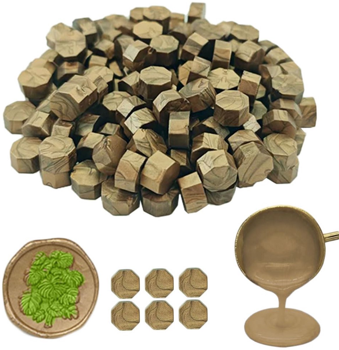 Ioggtser 360 PCS Octagon Verzegelende Wasparels voor de Stempel van de Wasverbinding, Verzegelende Wasparels voor het Maken van Wasverbindingen (Brown)