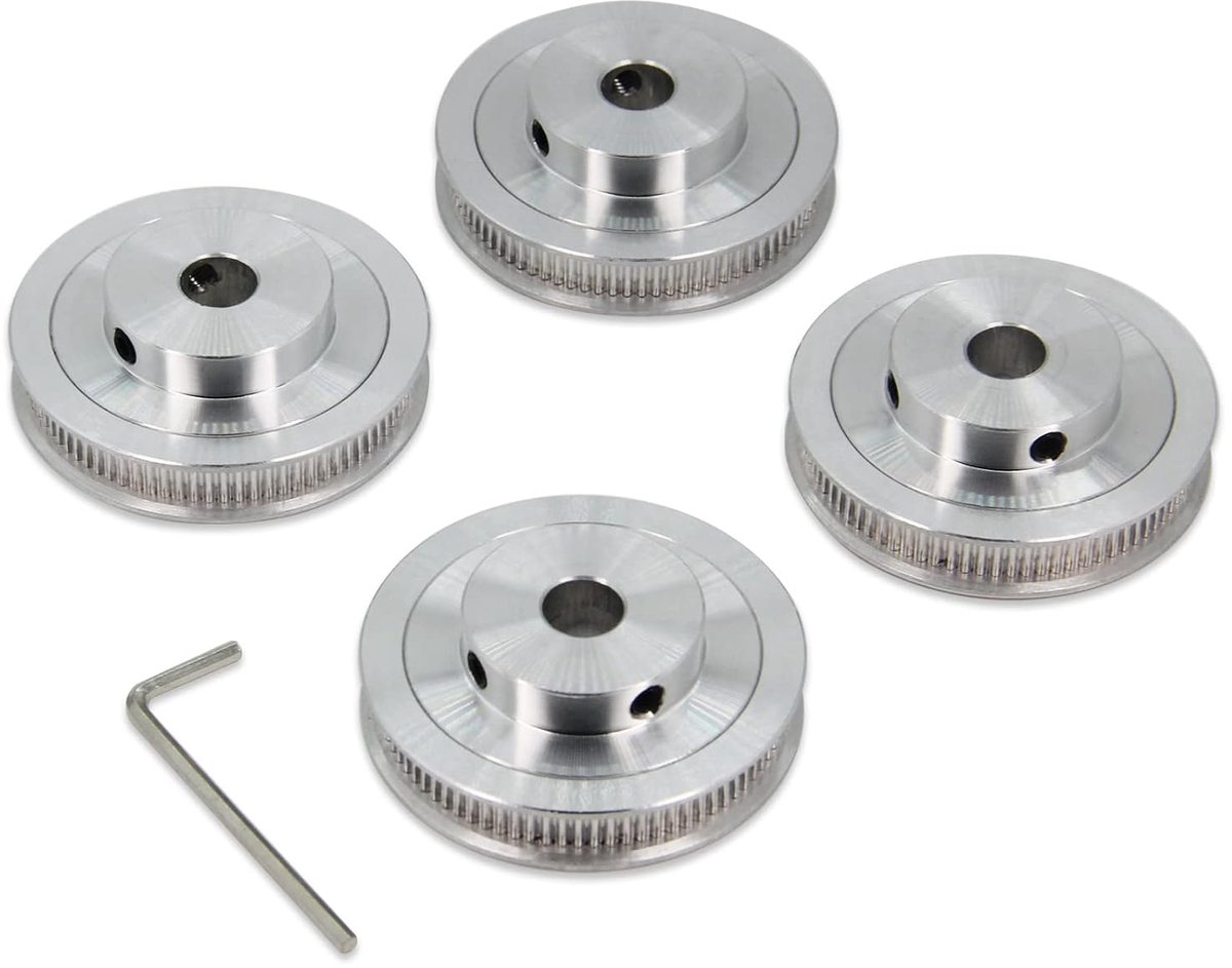 2GT katrol 80 tanden 10 mm boring 80T synchrone katrol aluminium wiel voor breedte 6 mm 3D-printer onderdelen, 4 stuks/partij (maat: 80T-10 mm boring)