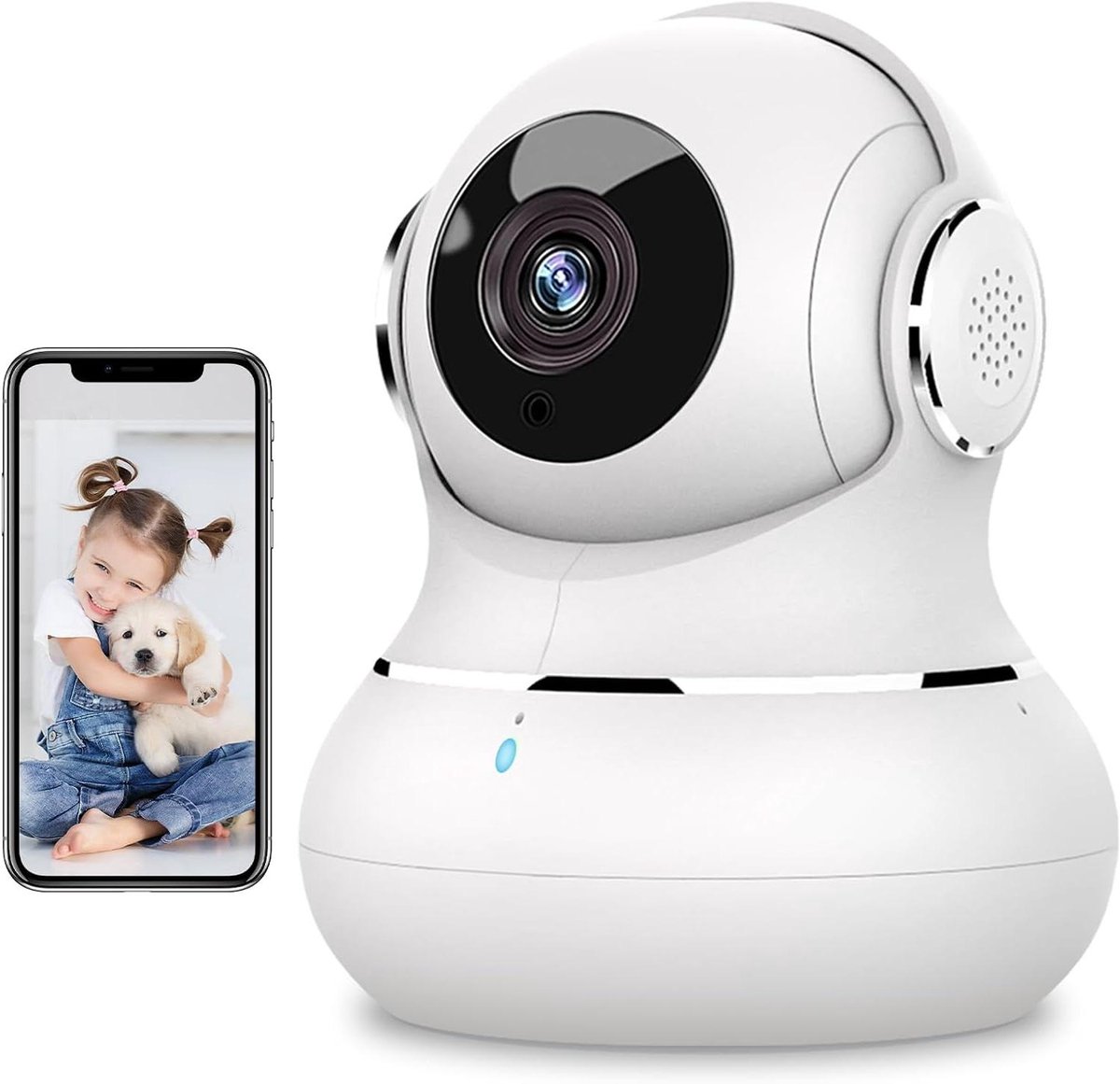 Wifi Camera - Babyfoon Camera - Huis Beveiligen - 360 Graden Beweging - 1080P HD - Gebroken Wit
