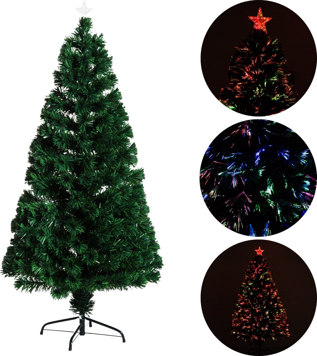Bol.com Kunstkerstboom met glasvezel verlichting en decoratie - Kerstboom - Kerst - LED - 120 cm aanbieding