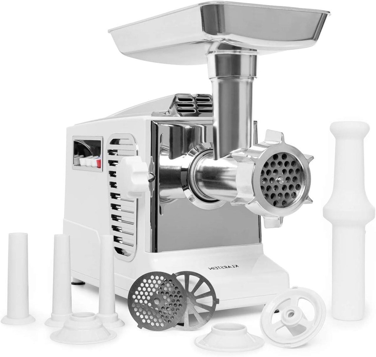 Elektrische Vleesmolen - Keukenmachine Gehakt - Worst Maken - 700 Watt Koperen Motor - 5.3 kg - Wit Zilver