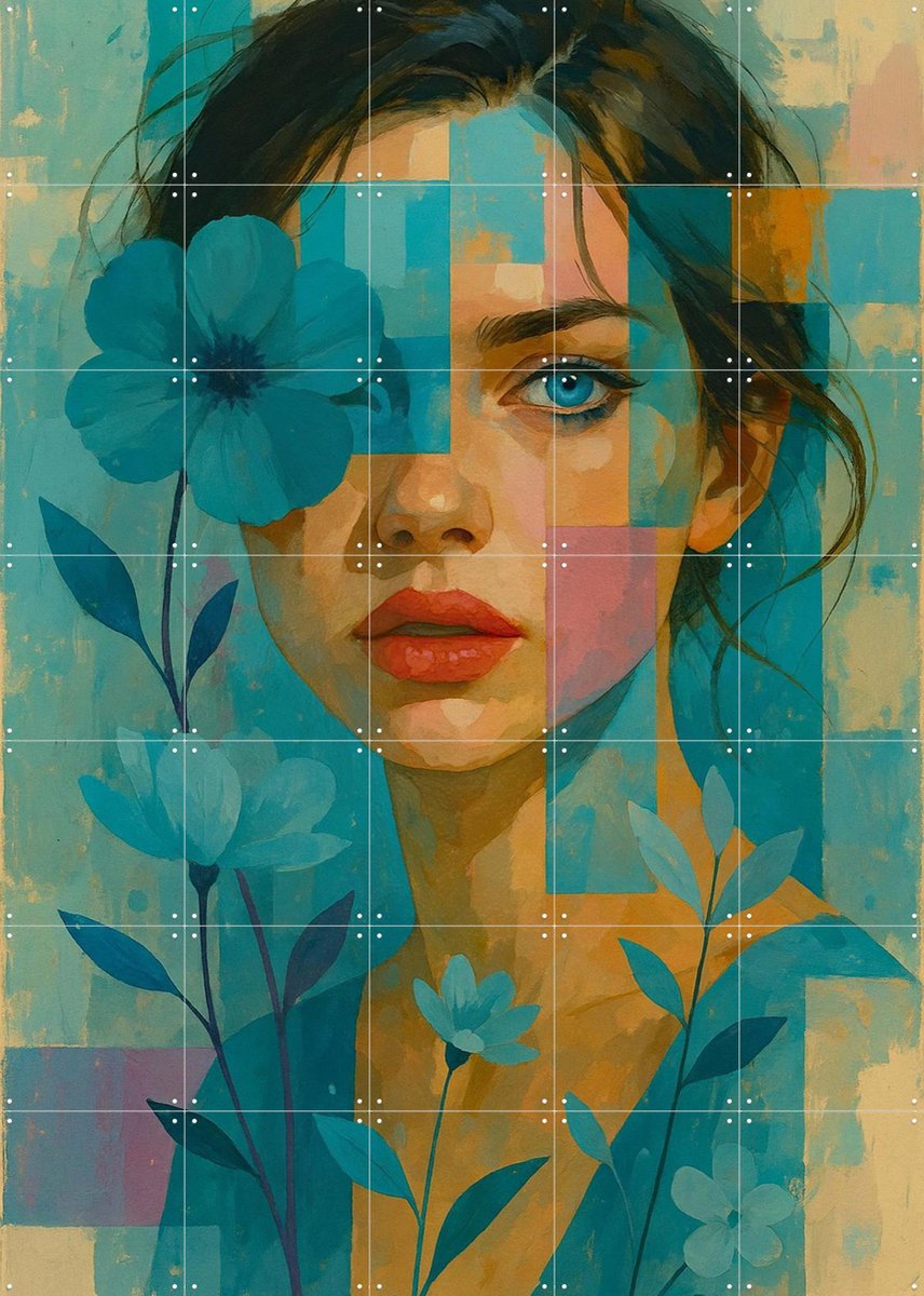 IXXI Please Dont Ask Me To Smile, Moonheart Artworks - 100 x 140 cm - Gratis ophangtool - Grote wanddecoratie en posters - Geometrische Kunst