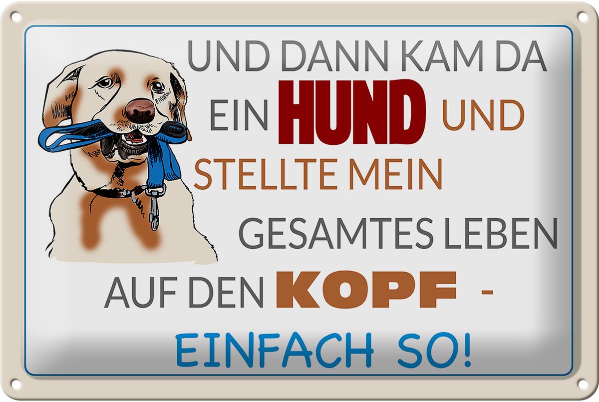 Blechschild Spruch 30x20cm und dann kam da ein Hund