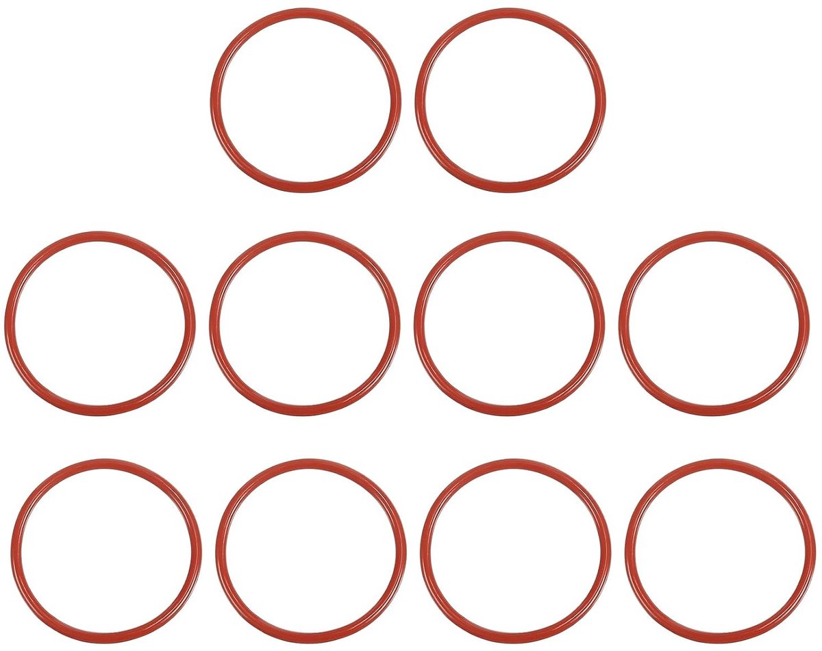 O-ring siliconen 36 mm OD 32 mm ID 2 mm breedte, 50 stuks metrische afdichting, Vmq, vervanging voor reparatie van hydraulische compressorventielen, rood