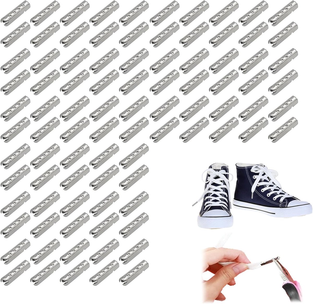 schoenveters eindkapjes metaal 100 stuks 22x4mm zwart DIY vetersluiting koper accessoires voor schoenen reparatie en decoratie