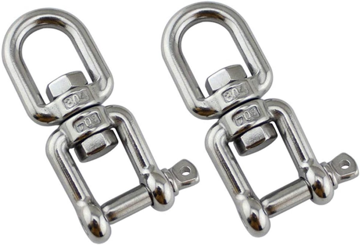 2 Stks 8mm Heavy Duty 304 Rvs Swivel Ring Snap Rolling Shackle Apparaat