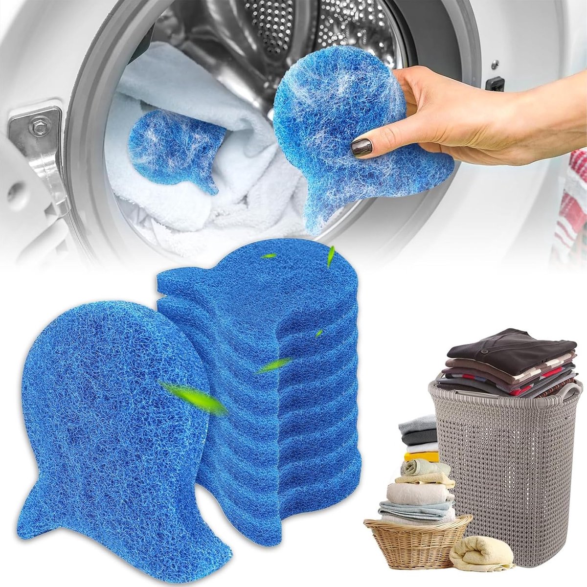 8-delige dierenhaarverwijderaar wasmachine pluisvanger | Kattenhaarverwijderaar, wasmachine, anti-pluisballen, wasmachine, geschikt voor wasdrogers en wasmachines (blauw)