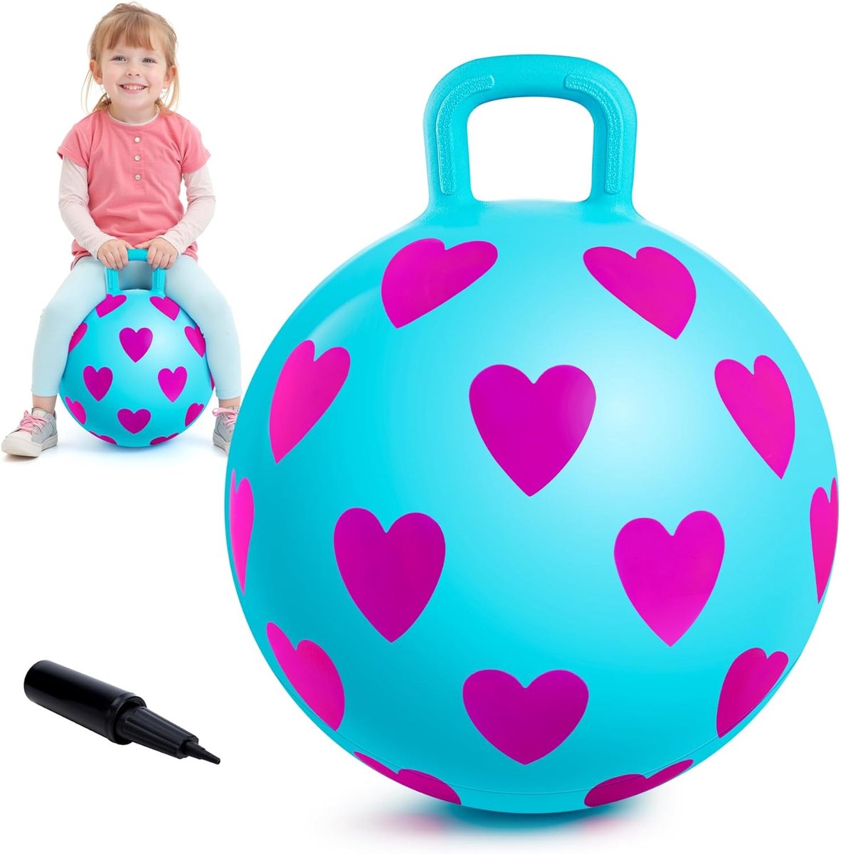 15 inch Space Hopper Anti-slip Hopper Bal met Handvat Opblaasbare Springbal met Handpomp 40 cm Space Hoppers voor Kinderen Leeftijd 3 tot 6 Jongens Meisjes Indoor Outdoor Tuin Yard Hopping