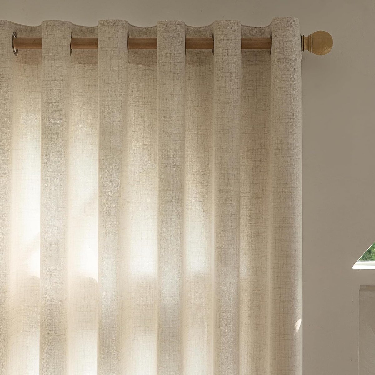 crèmekleurig, met plooiband, ondoorzichtig, voor slaapkamer, woonkamer, raam, linnenlook, verduisteringsgordijnen, 2 stuks, 175 cm, hoogte 140 cm, breedte