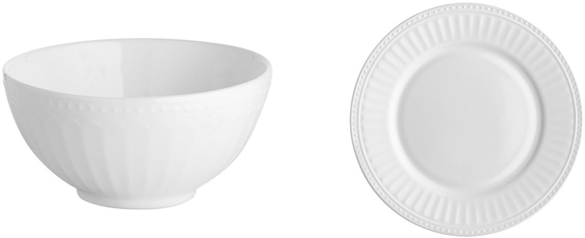 Florina Roma Set: Saladekom 12,5 cm + Bord 25 cm Opaalglas