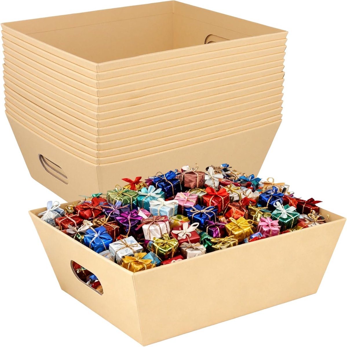 Geschenkmand 15 stuks - kraftpapier - met handgrepen - ideaal voor verjaardagen - SnelShoppen