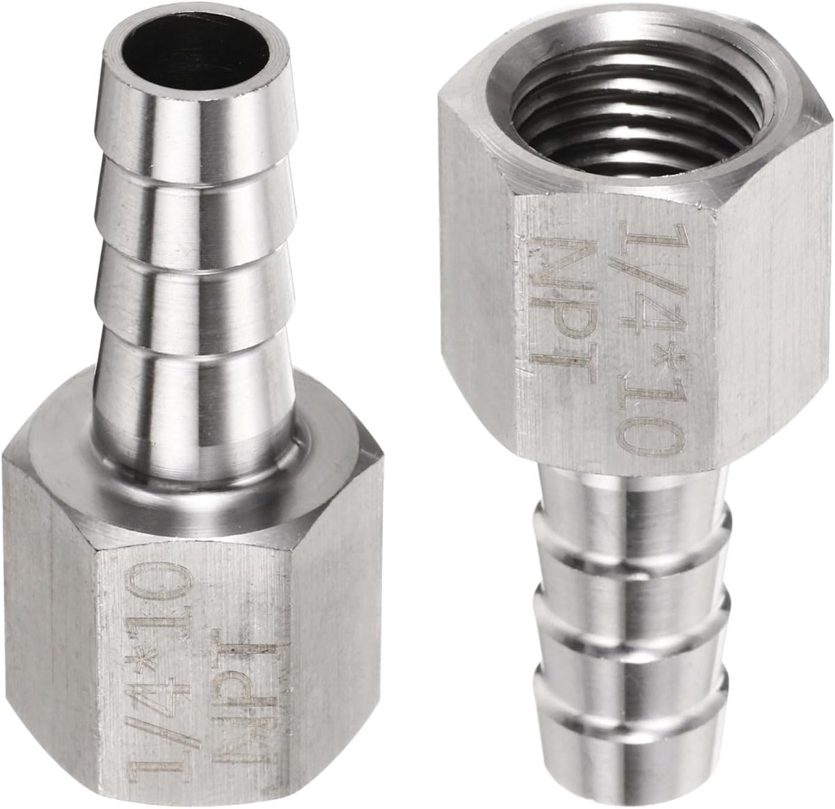 2 stuks roestvrijstalen slangaansluiting slangnippel 1/4 inch NPT vrouwelijk voor 3/8 inch slang ID voor huishoudelijk buismontage direct draadverbinder duurzame constructie