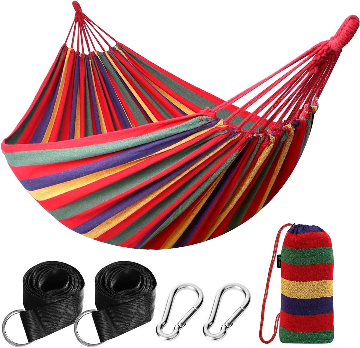 Katoenen Hangmat - Relaxstoel Buiten - Ontspannen in de tuin - Bestendig met grote capaciteit - 210 x 150 cm