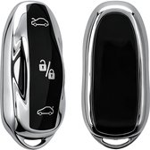 kwmobile autosleutel hoesje geschikt voor Tesla Model S / Model Y / Model 3 hoes - TPU autosleutel behuizing - Beschermende auto sleutel case - Sleuteletui in hoogglans zilver