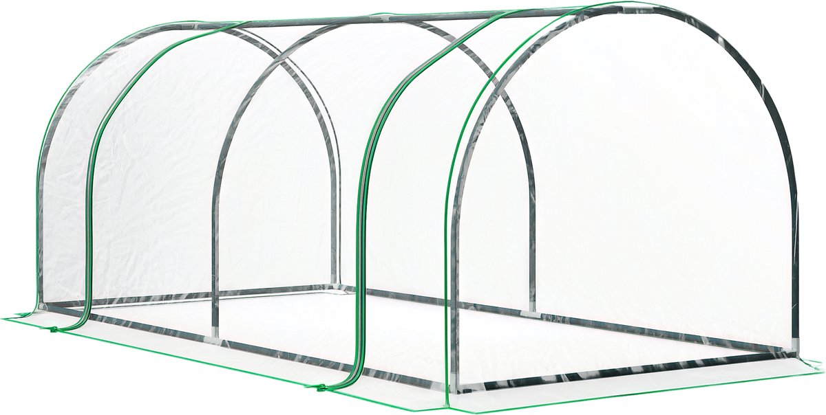 Tunnel tuinkas tomatenkas Afm. 2L x 1l x 0,8H m, Ritssluiting deur, PVC-zeil, staal, transparant