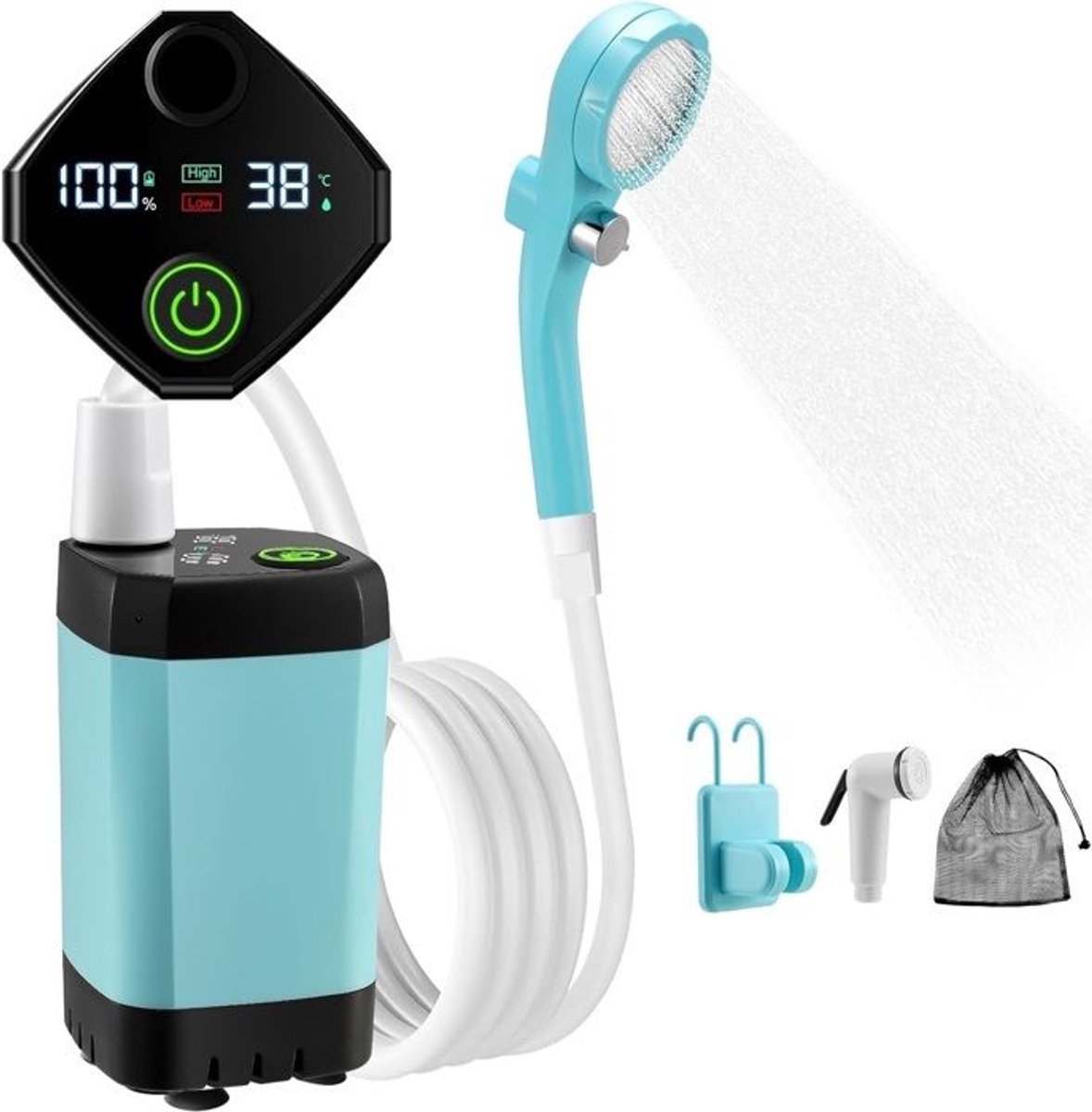 Draagbare douche - Camping - Elektrisch - 6000mAh - Smart Display - 2 waterstraalstanden