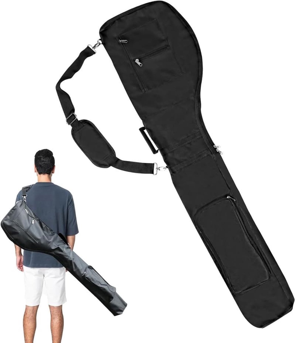 Golftas - Clubtas met ritssluiting - Opvouwbaar - Waterdicht - Geschikt voor 8-10 clubs - Compact en lichtgewicht - Unisex - Zwart