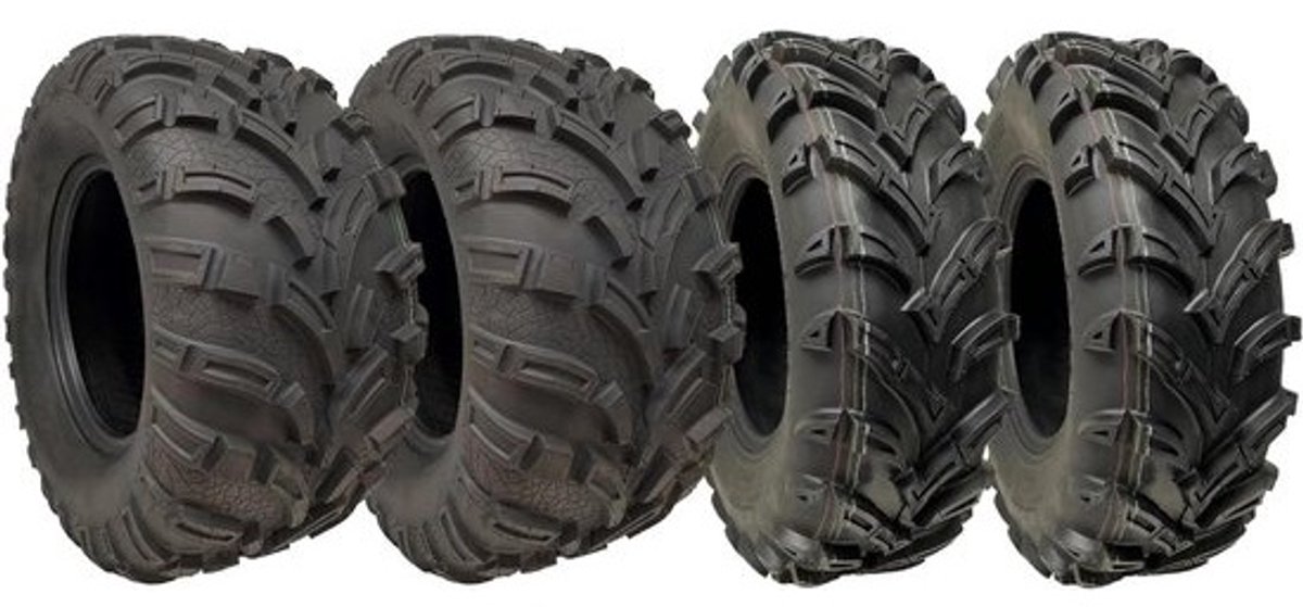 ATV Banden Set - Quad Banden - Off-road Rijden - Weg Legale E Markering - 25x8-12 & 25x11-12 - Zwart
