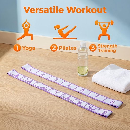 Yoga-riem met lussen 85 x 4 cm, fitnessband voor stretching, pilates, turnen en ballet — afbeelding 2