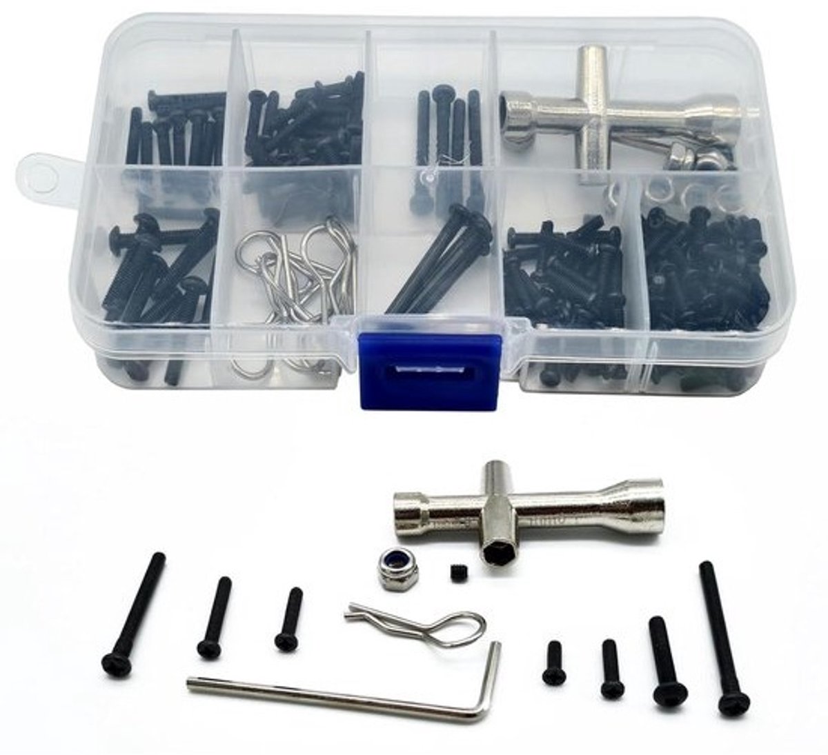 RC Schroef Kit - Reparatieset Auto - RC Auto Onderhoud - Metaal Legering - Diverse Maten - Transparant