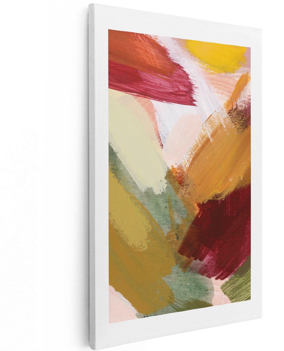 Artaza Canvas Schilderij Abstract - 120x180 cm - Groot - Wanddecoratie Modern - Muurdecoratie Penseelstreken - Schilderijen Op Canvas Herfst - Kleurrijk