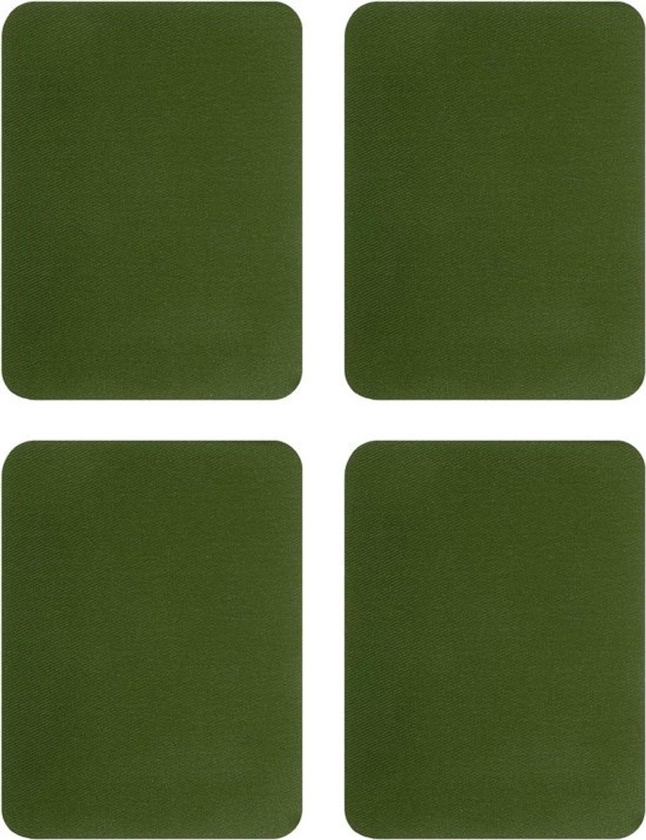 Set van 4 rechthoekige strijkpleisters - 125 x 95 mm - Katoenmix - Reparatie en decoratie voor kleding en accessoires - Militair groen