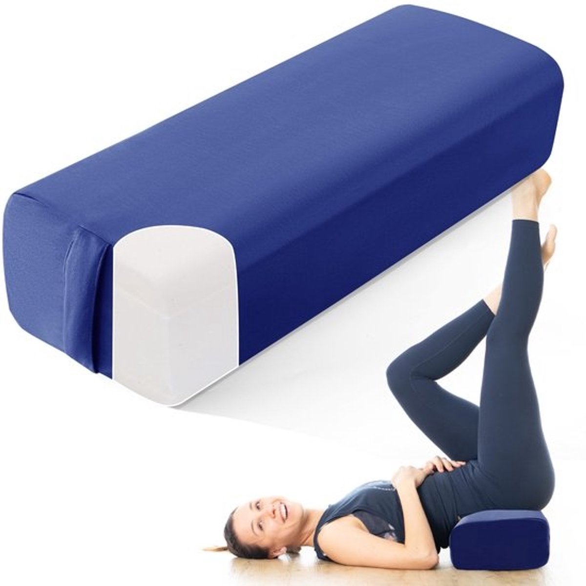 Dailygoods - Yoga Bolster, Rechte Meditatiekussen met Verwijderbare Wasbare Hoes, Blauw
