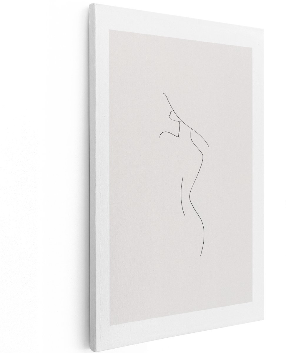 Artaza Canvas Schilderij Vrouw - 120x180 cm - Groot - Wanddecoratie Line Art - Muurdecoratie Minimalistisch - Decoratie Abstract - Schilderijen Op Canvas