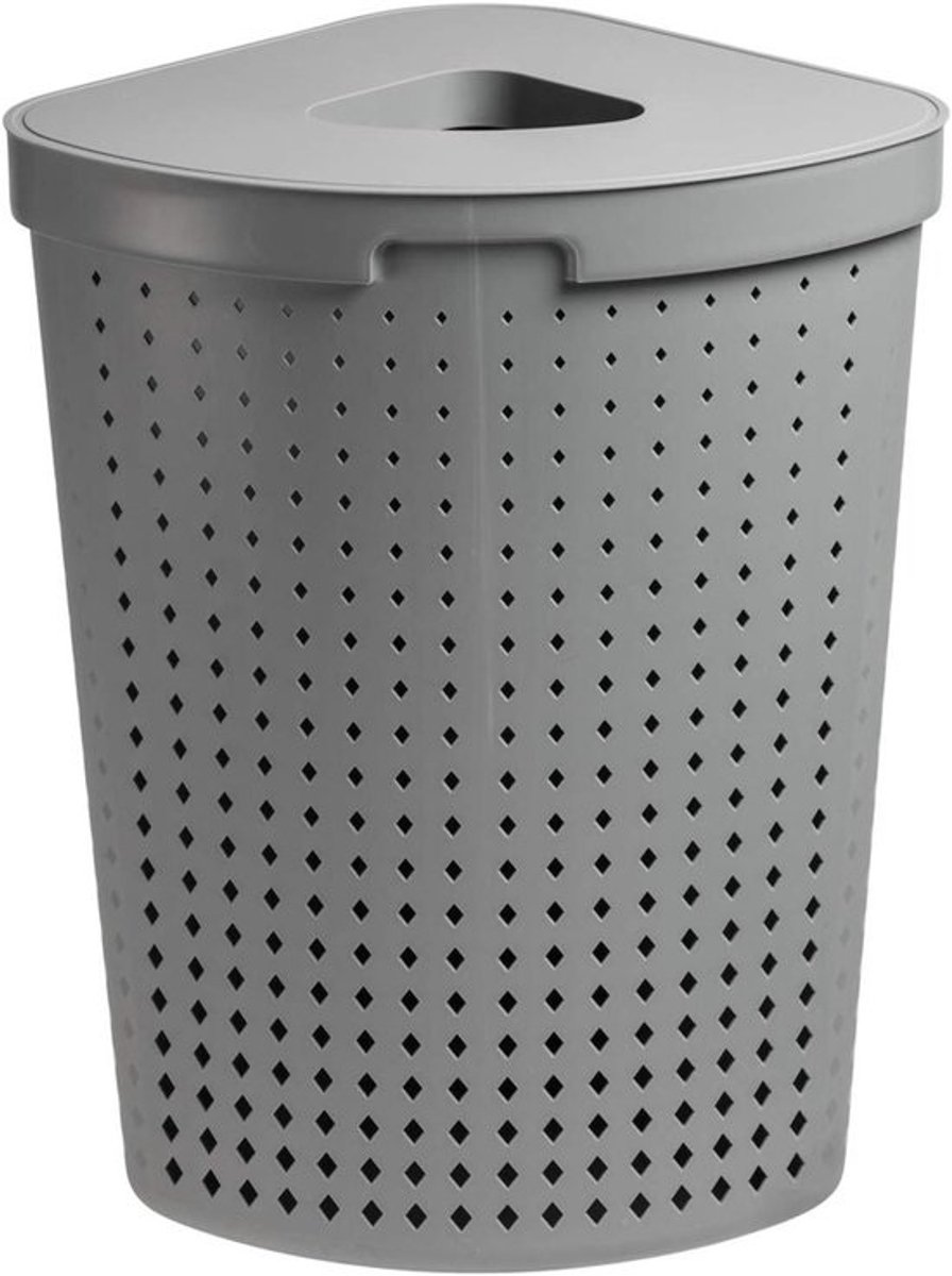 Wasverzamelaar Hoek - Wasmand Hoekig - Kleding Opbergen - Scandinavisch Design - 62 Liter - Grijs