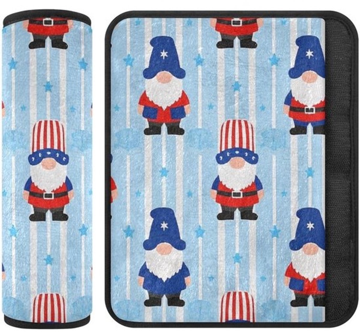 Veiligheidsgordelhoezen - Gordelbeschermers Schouderpads - Comfortabel Reizen - Zachte Flanellen Stof - Universele Pasvorm - Rood Blauw Patroon