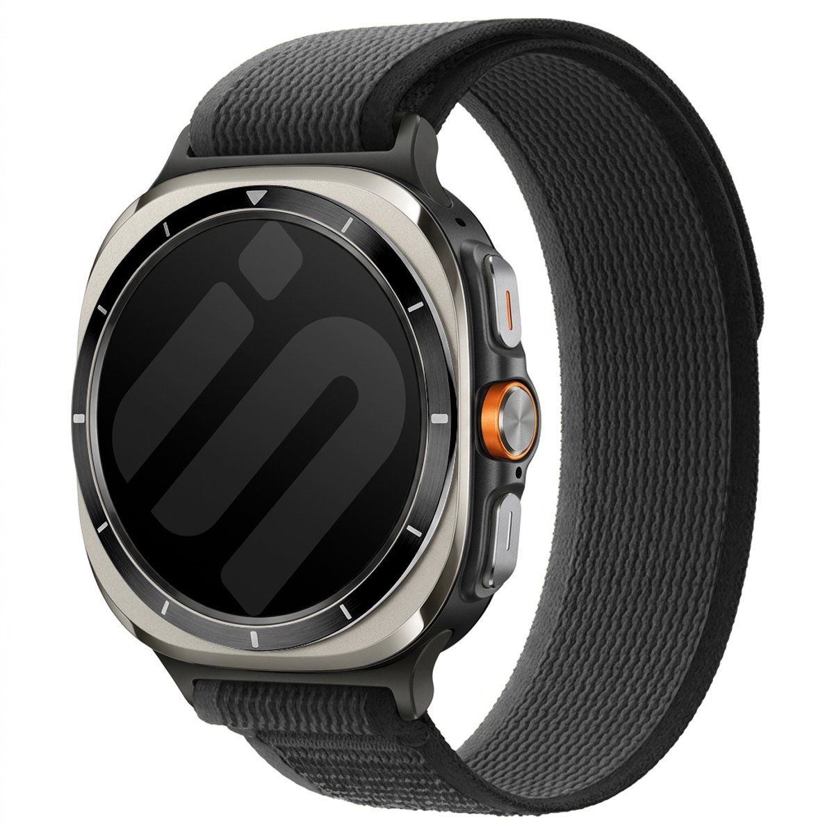 Strap-it Trail Nylon bandje geschikt voor Samsung Galaxy Watch Ultra 2 (2026) / Ultra (2024/2025) - Zwart/Grijs
