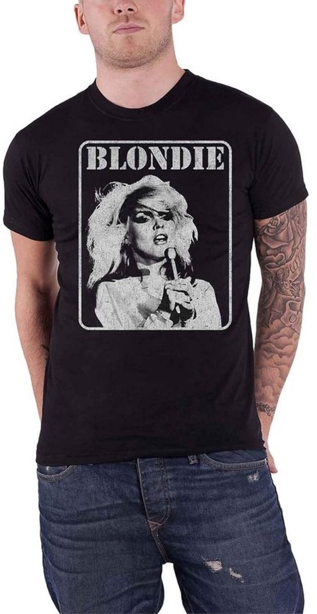 Unisex Zwart T-Shirt met Band Poster Print - Debbie Harry Muziek Merchandise