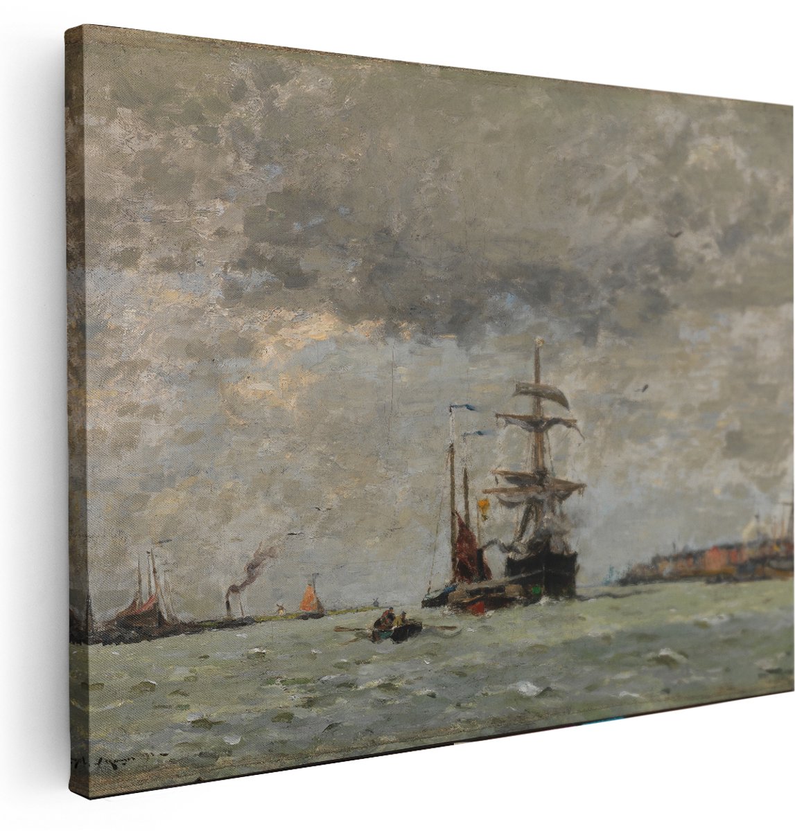 Artaza Canvas Schilderij Zeilschepen - 160x120 cm - Groot - Wanddecoratie Haven - Muurdecoratie Klassiek Landschap - Kamer Accessoires Zee
